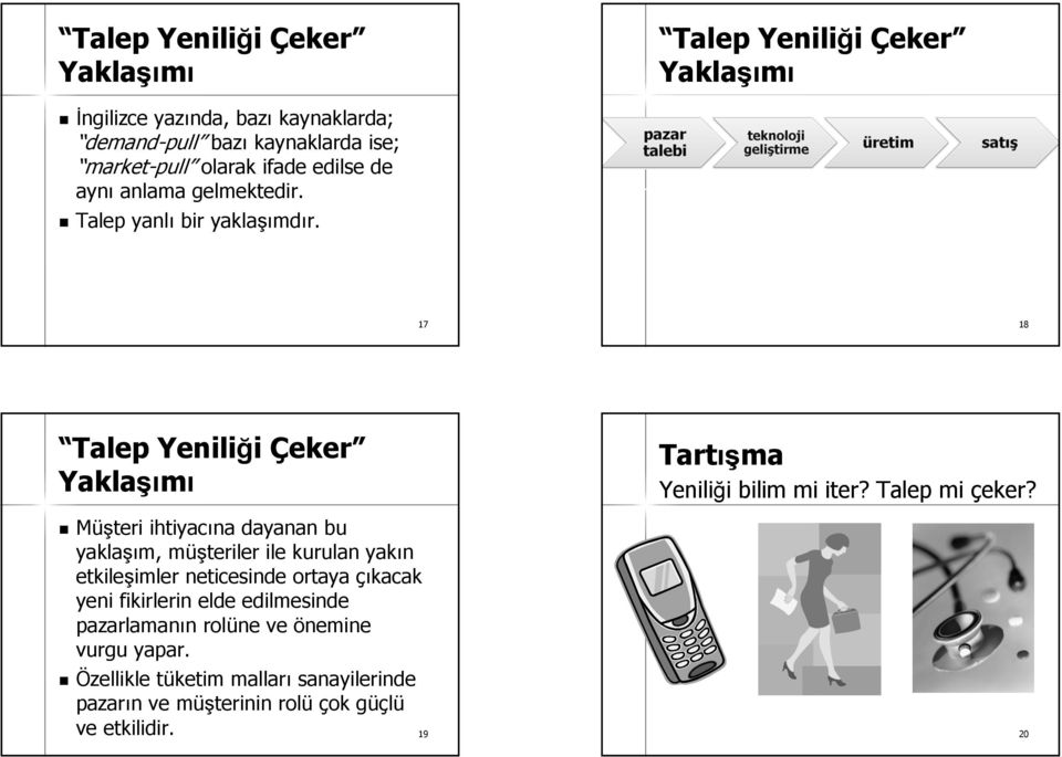 17 18 Talep Yeniliği Çeker ı Müşteri ihtiyacına dayanan bu yaklaşı, müşteriler m ile kurulan yakın etkileşimler imler neticesinde ortaya çıkacak