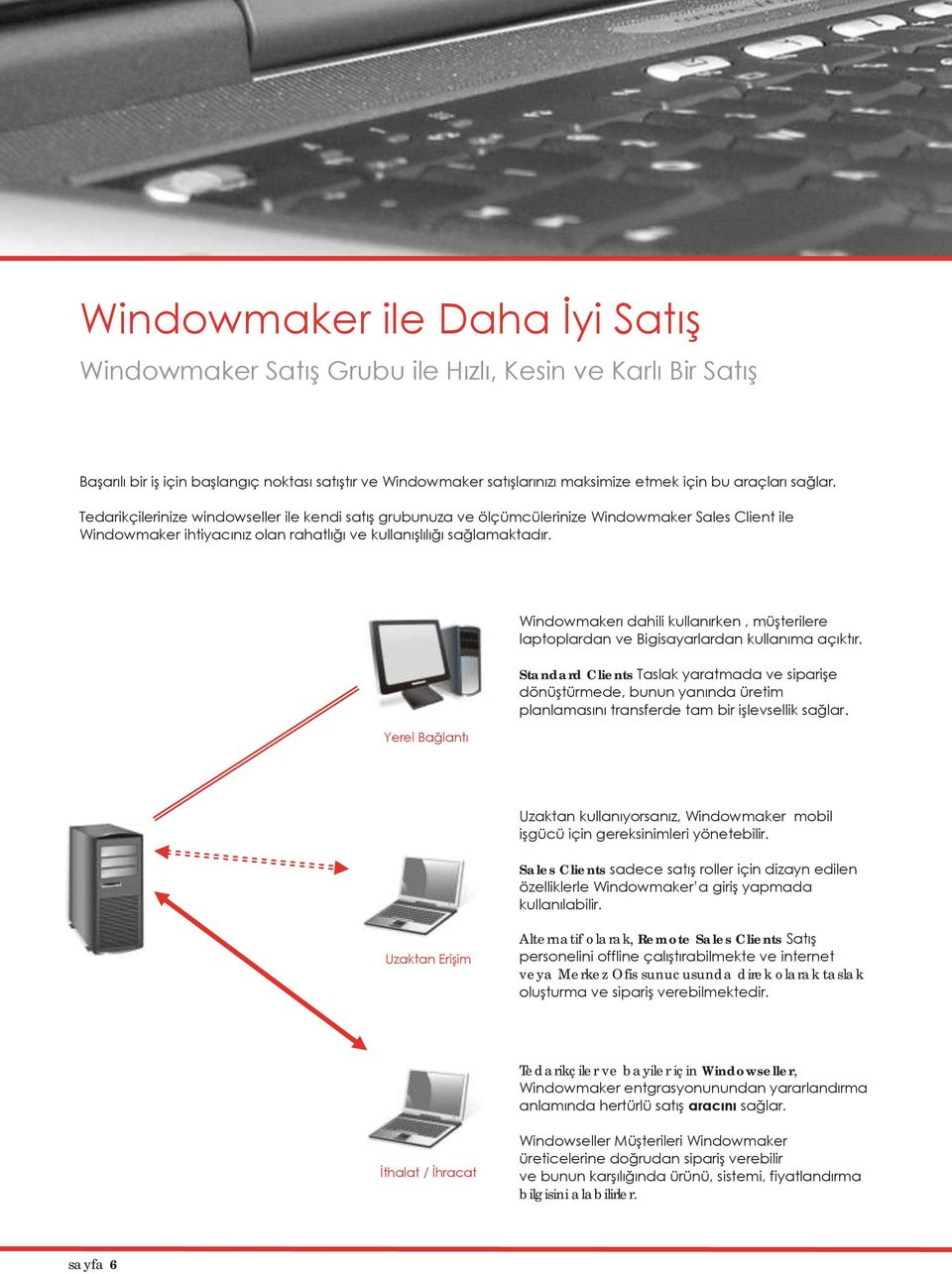 Yerel Bağlantı Windowmakerı dahili kullanırken, müşterilere laptoplardan ve Bigisayarlardan kullanıma açıktır.