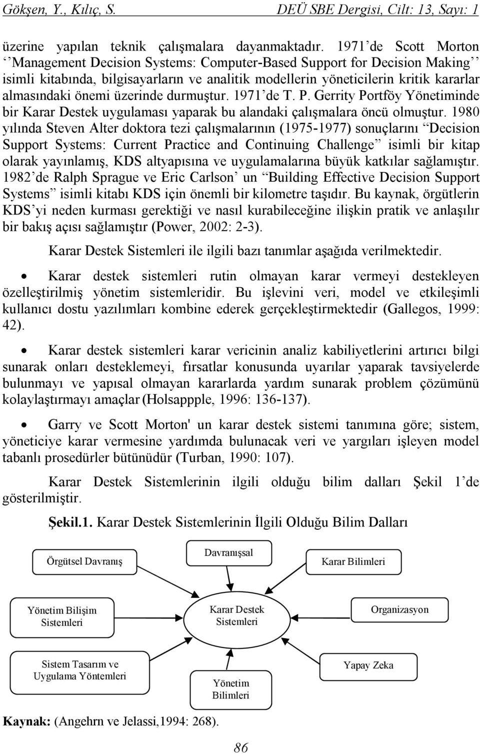 üzerinde durmuştur. 1971 de T. P. Gerrity Portföy Yönetiminde bir Karar Destek uygulaması yaparak bu alandaki çalışmalara öncü olmuştur.