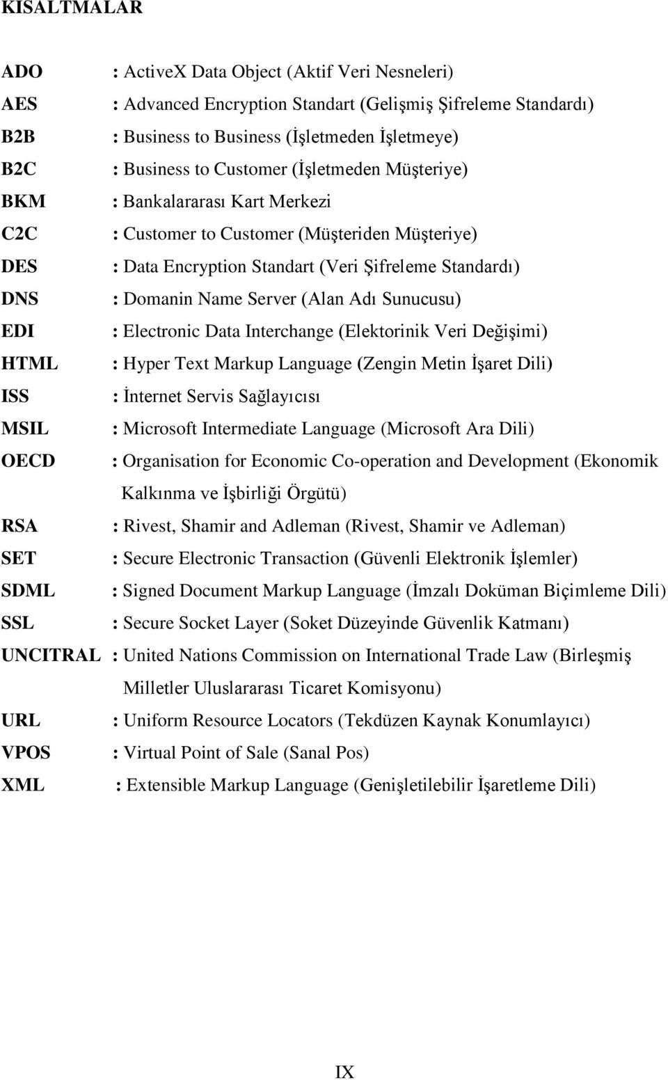 (Alan Adı Sunucusu) EDI : Electronic Data Interchange (Elektorinik Veri Değişimi) HTML : Hyper Text Markup Language (Zengin Metin İşaret Dili) ISS : İnternet Servis Sağlayıcısı MSIL : Microsoft