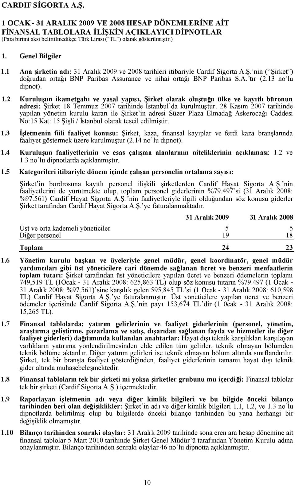 2 Kuruluşun ikametgahıve yasal yapısı, Şirket olarak oluştuğu ülke ve kayıtlıbüronun adresi: Şirket 18 Temmuz 2007 tarihinde İstanbul da kurulmuştur.