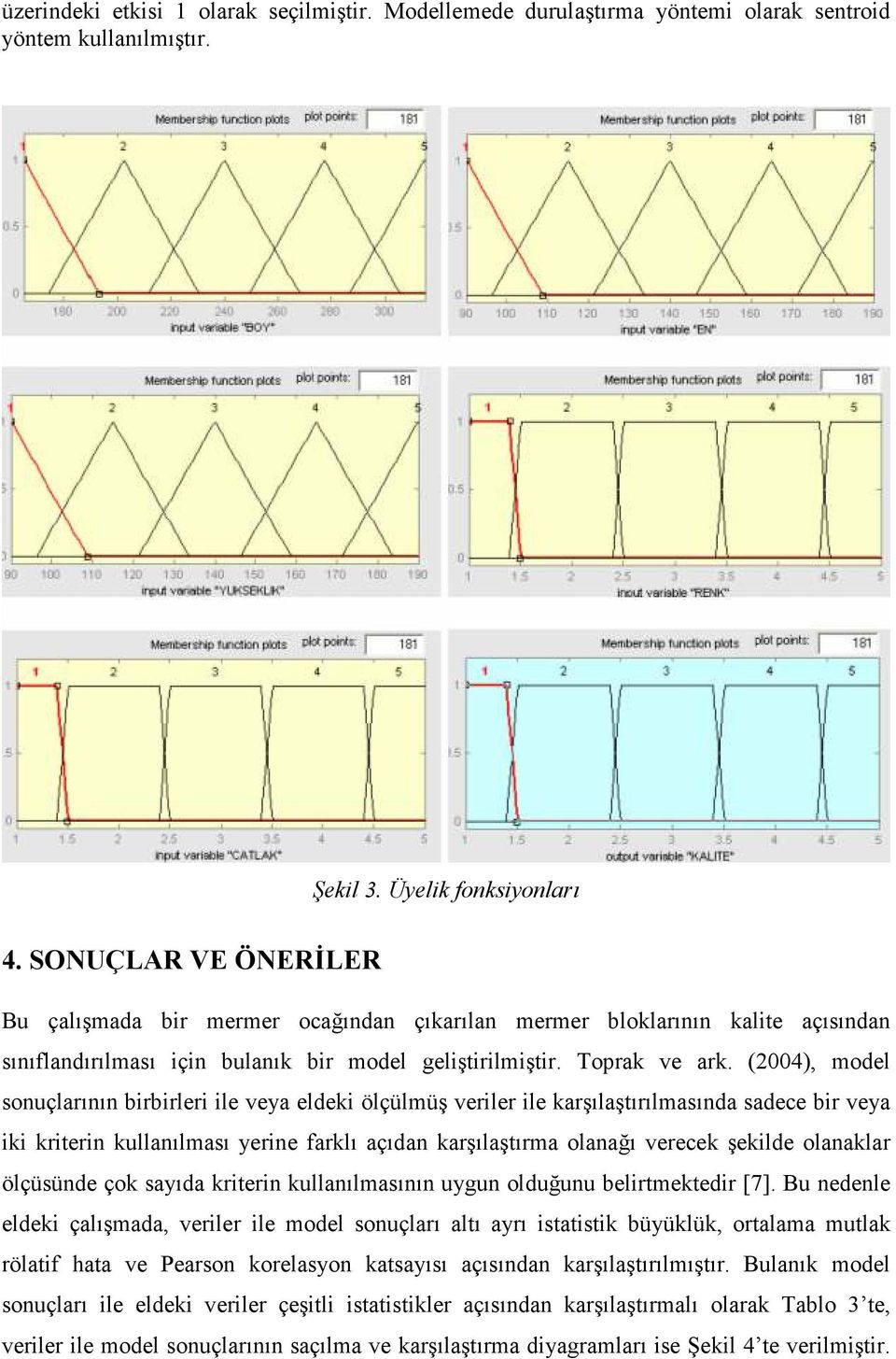 (2004), model sonuçlarının birbirleri ile veya eldeki ölçülmüş veriler ile karşılaştırılmasında sadece bir veya iki kriterin kullanılması yerine farklı açıdan karşılaştırma olanağı verecek şekilde