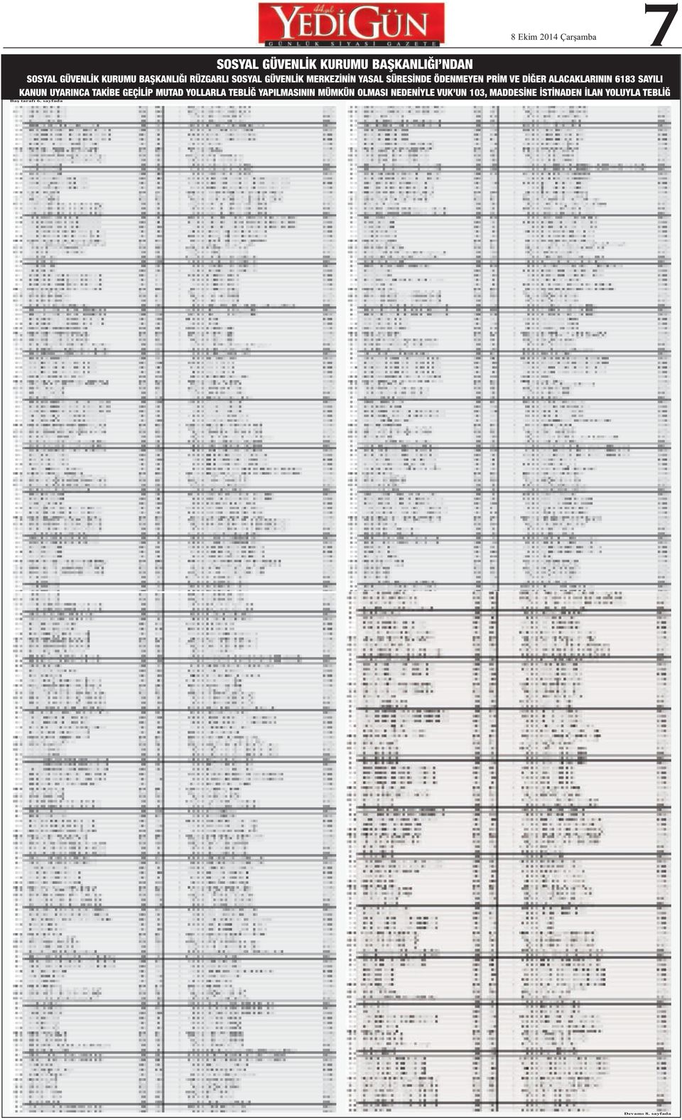 ALACAKLARININ 6183 SAYILI KANUN UYARINCA TAKİBE GEÇİLİP MUTAD YOLLARLA TEBLİĞ YAPILMASININ