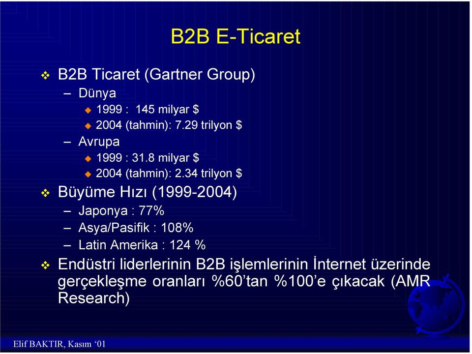 34 trilyon $ L Büyüme Hõzõ (1999-2004) Japonya : 77% Asya/Pasifik : 108% Latin Amerika :