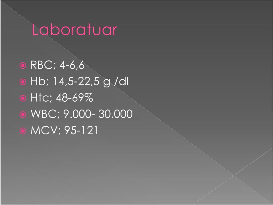 Htc; 48-69% WBC;