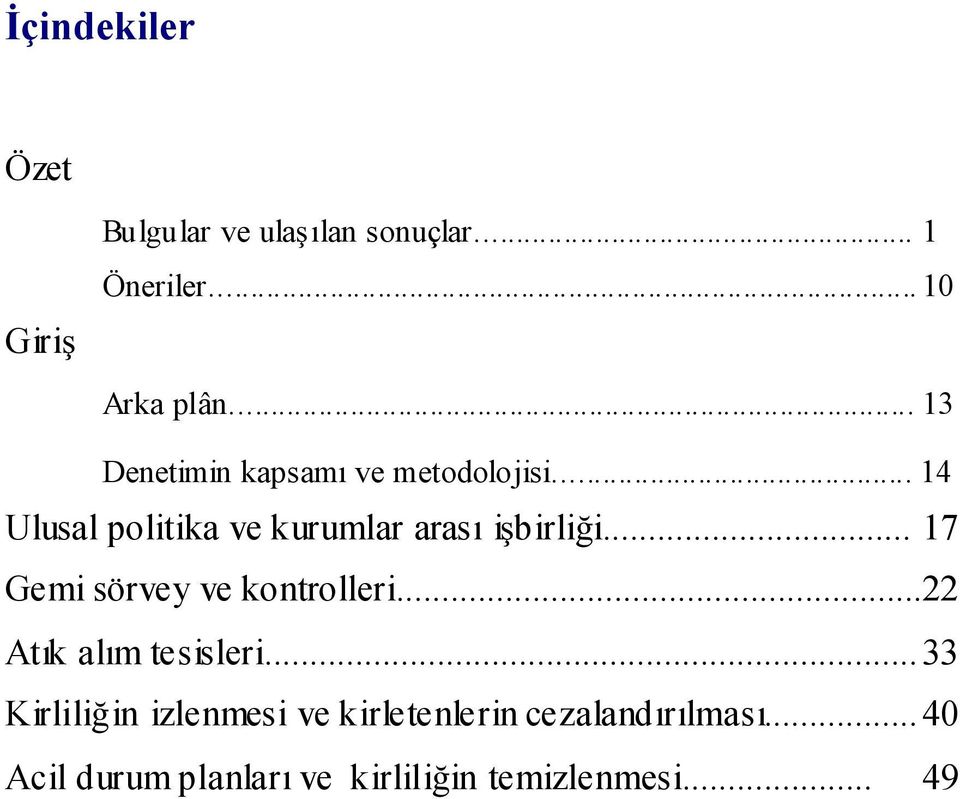 .. 14 Ulusal politika ve kurumlar arası i birli i... 17 Gemi sörvey ve kontrolleri.