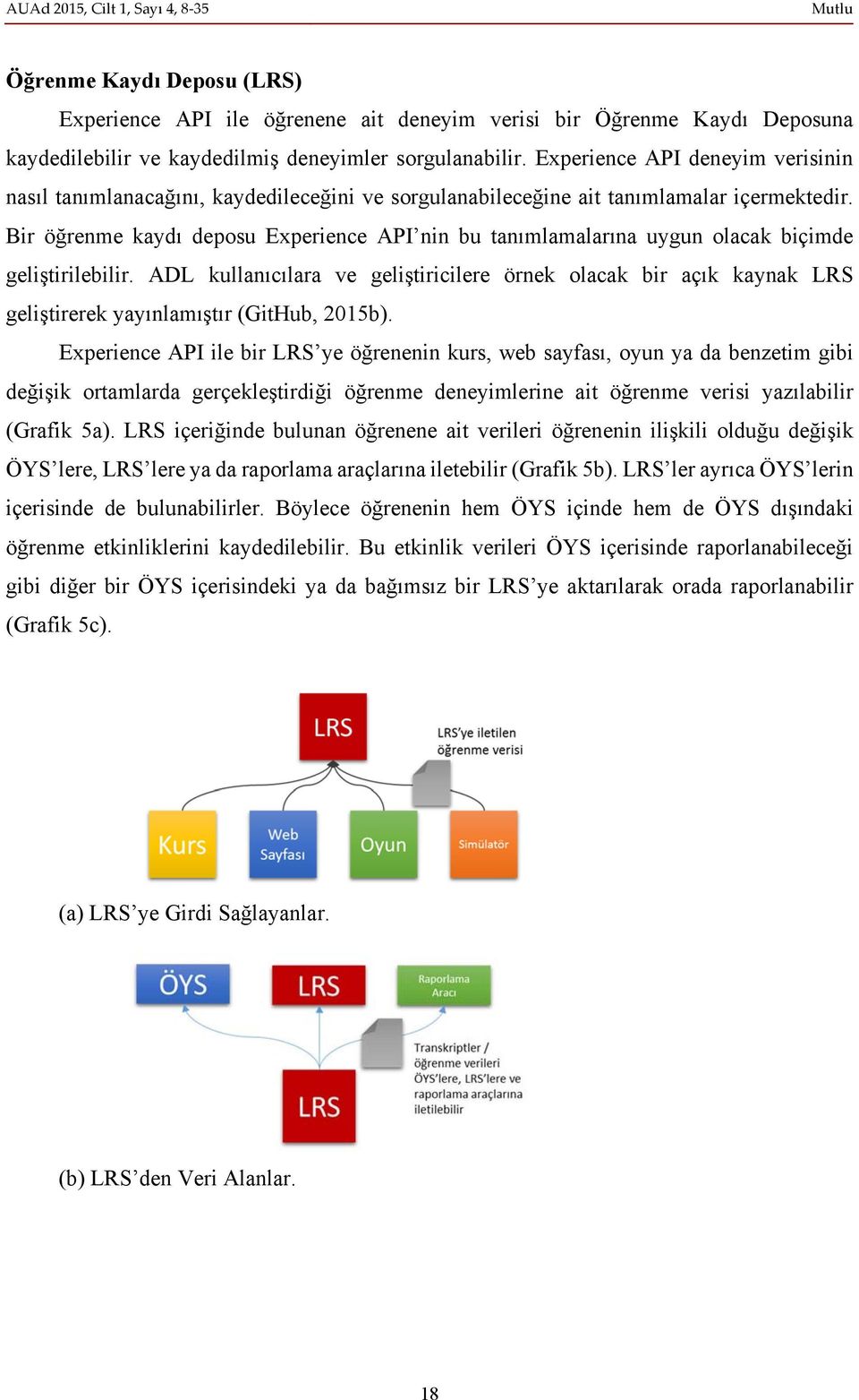 Bir öğrenme kaydı deposu Experience API nin bu tanımlamalarına uygun olacak biçimde geliştirilebilir.