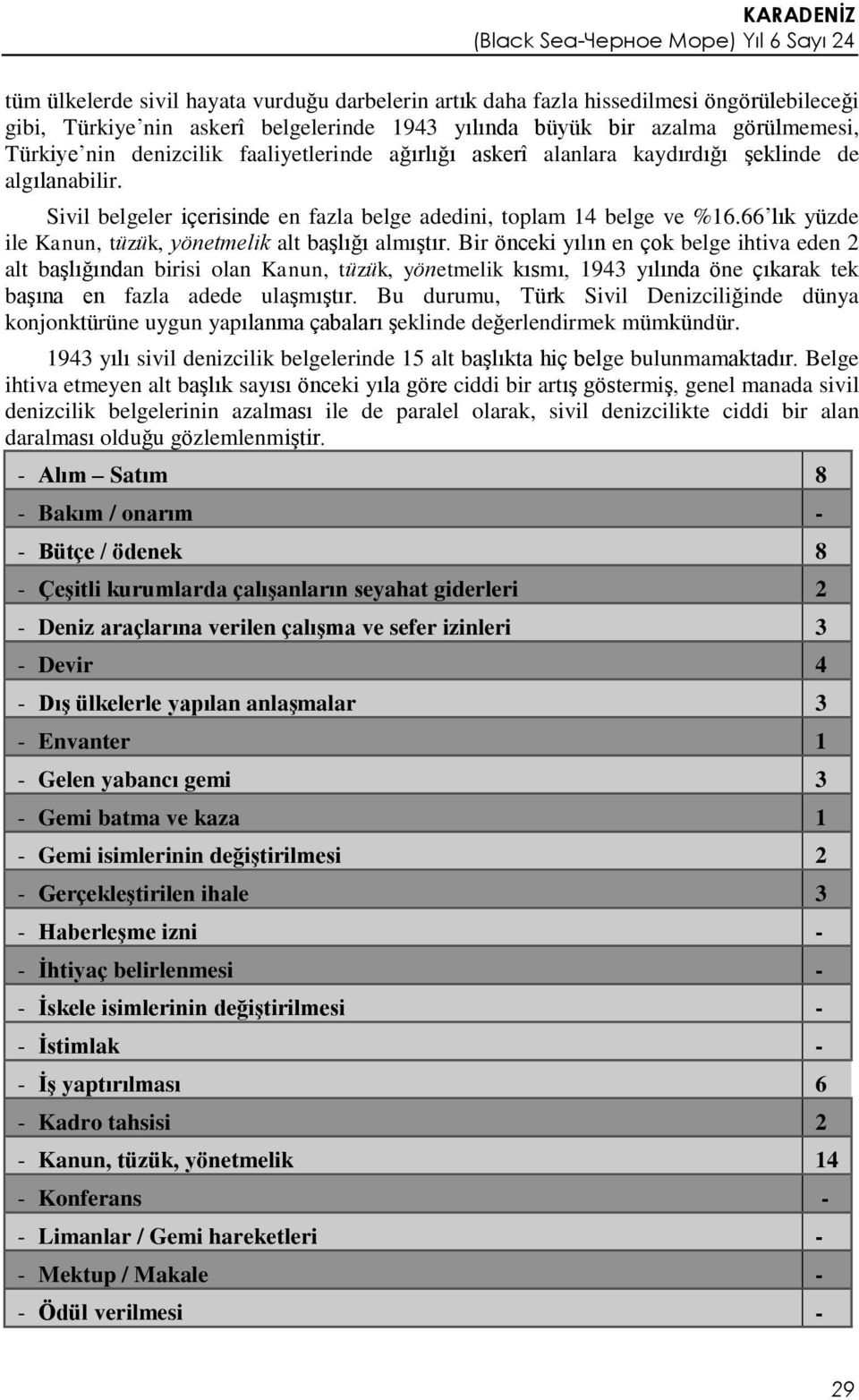 66 lık yüzde ile Kanun, tüzük, yönetmelik alt başlığı almıştır.