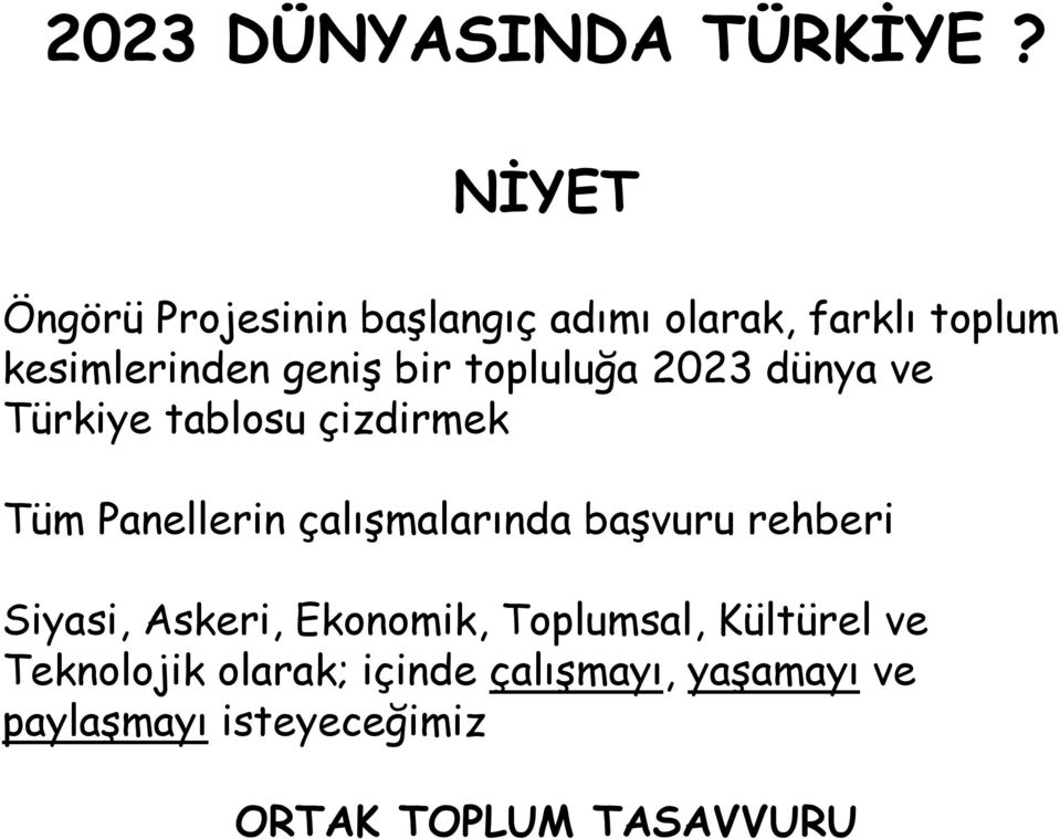 topluluğa 2023 dünya ve Türkiye tablosu çizdirmek Tüm Panellerin çalışmalarında başvuru