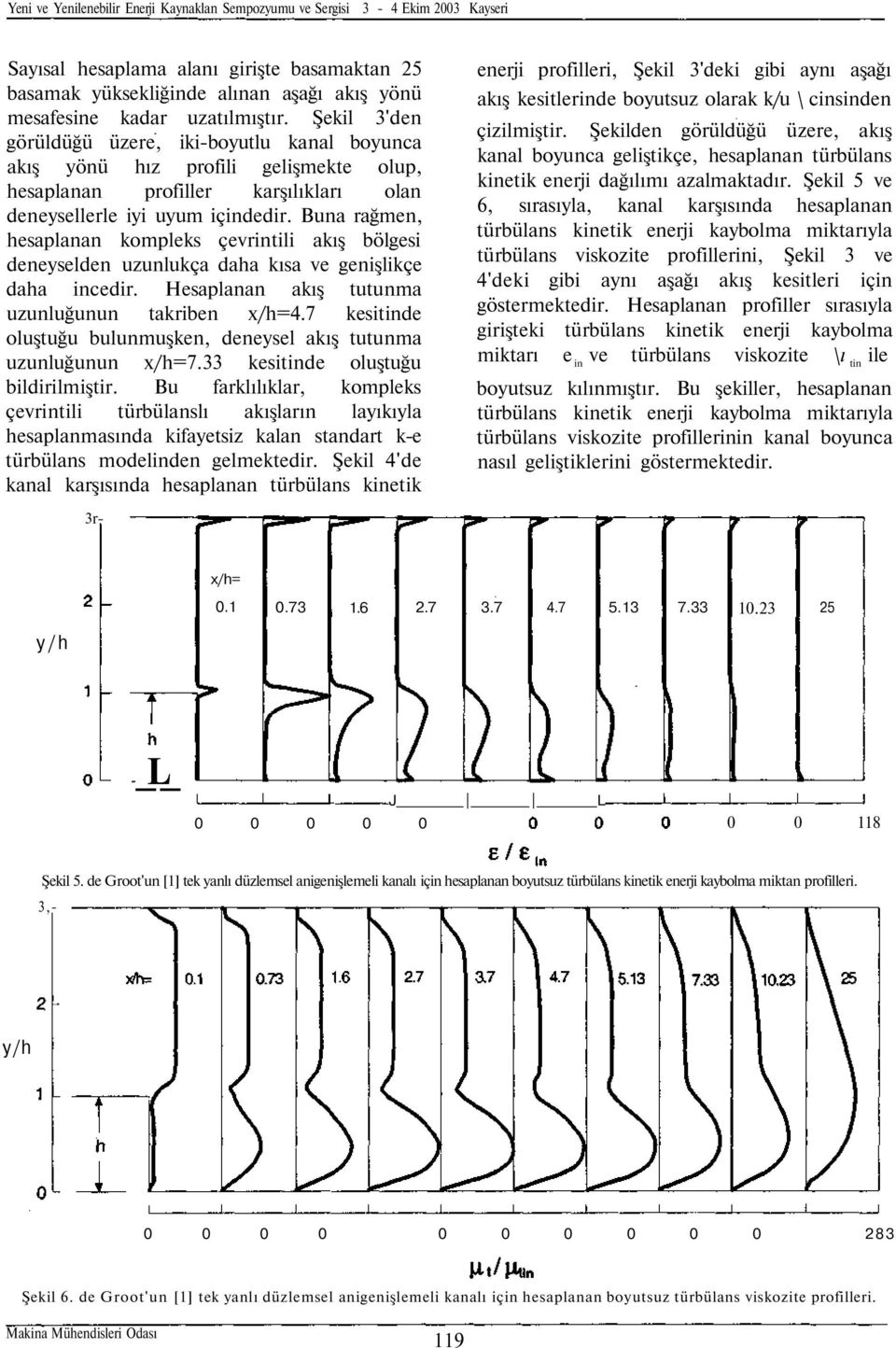 Buna rağmen, hesaplanan kompleks çevrintili akış bölgesi deneyselden uzunlukça daha kısa ve genişlikçe daha incedir. Hesaplanan akış tutunma uzunluğunun takriben x/h=4.