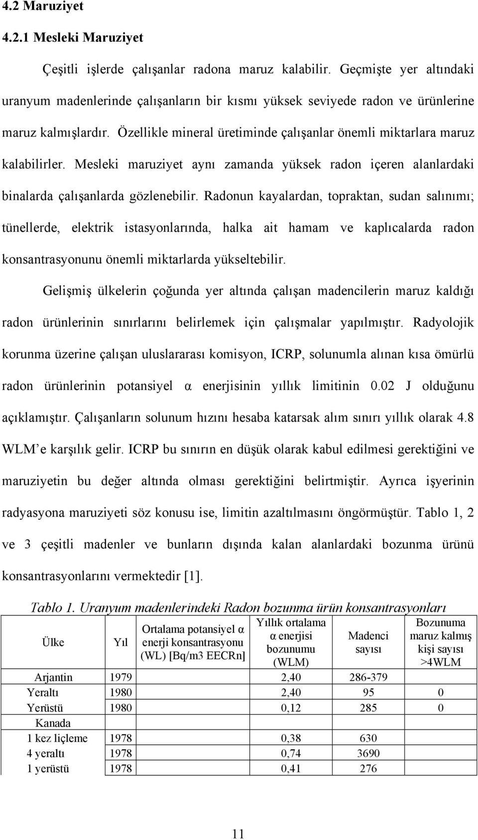 Mesleki maruziyet aynı zamanda yüksek radon içeren alanlardaki binalarda çalışanlarda gözlenebilir.