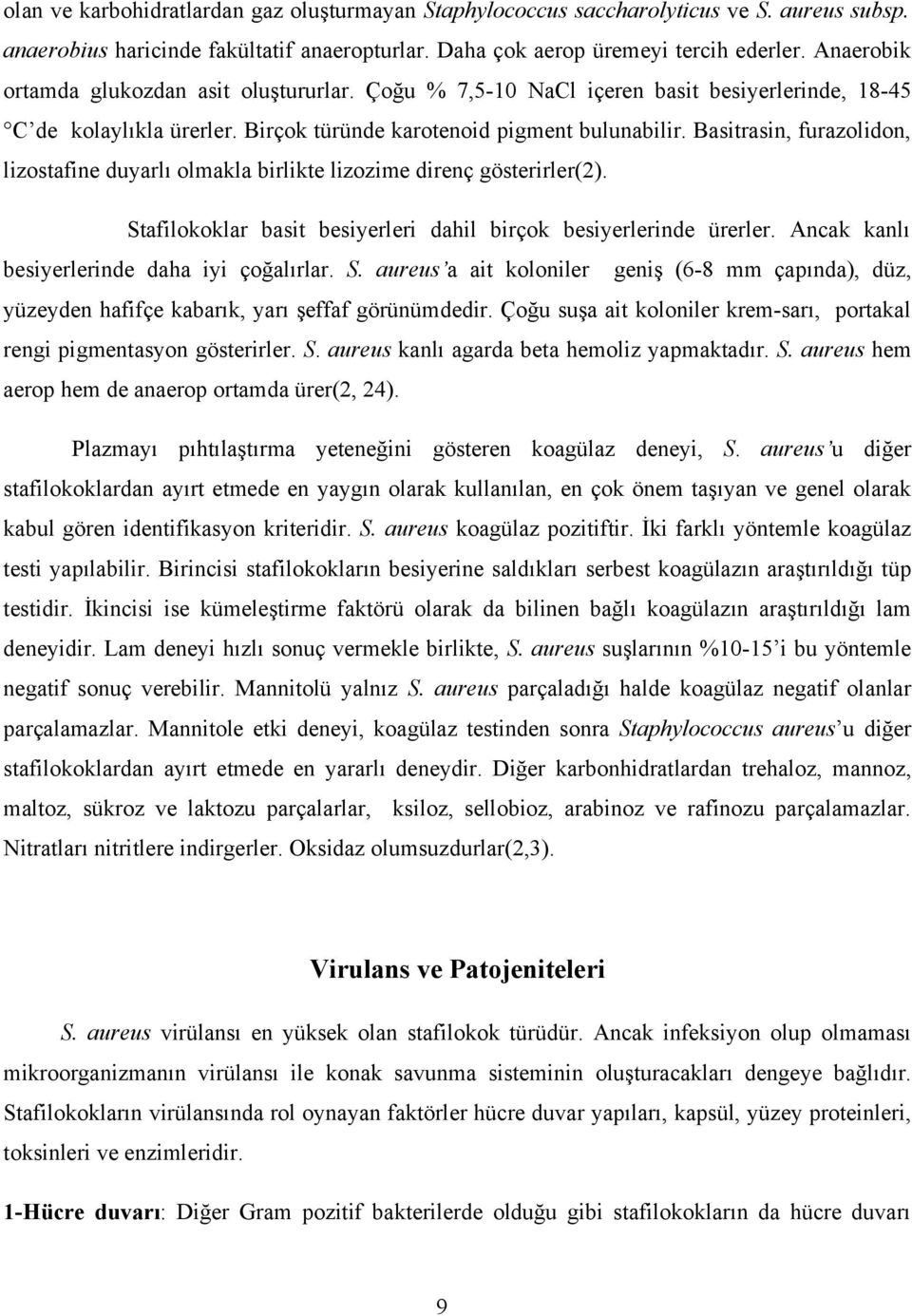 Basitrasin, furazolidon, lizostafine duyarlı olmakla birlikte lizozime direnç gösterirler(2). Stafilokoklar basit besiyerleri dahil birçok besiyerlerinde ürerler.