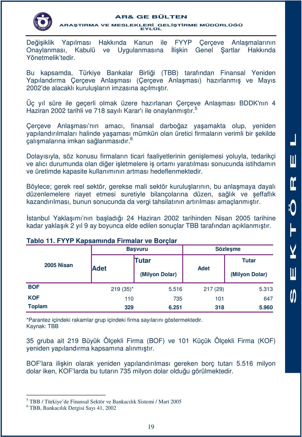 Üç yıl süre ile geçerli olmak üzere hazırlanan Çerçeve Anlaşması BDDK'nın 4 Haziran 2002 tarihli ve 718 sayılı Karar'ı ile onaylanmıştır.