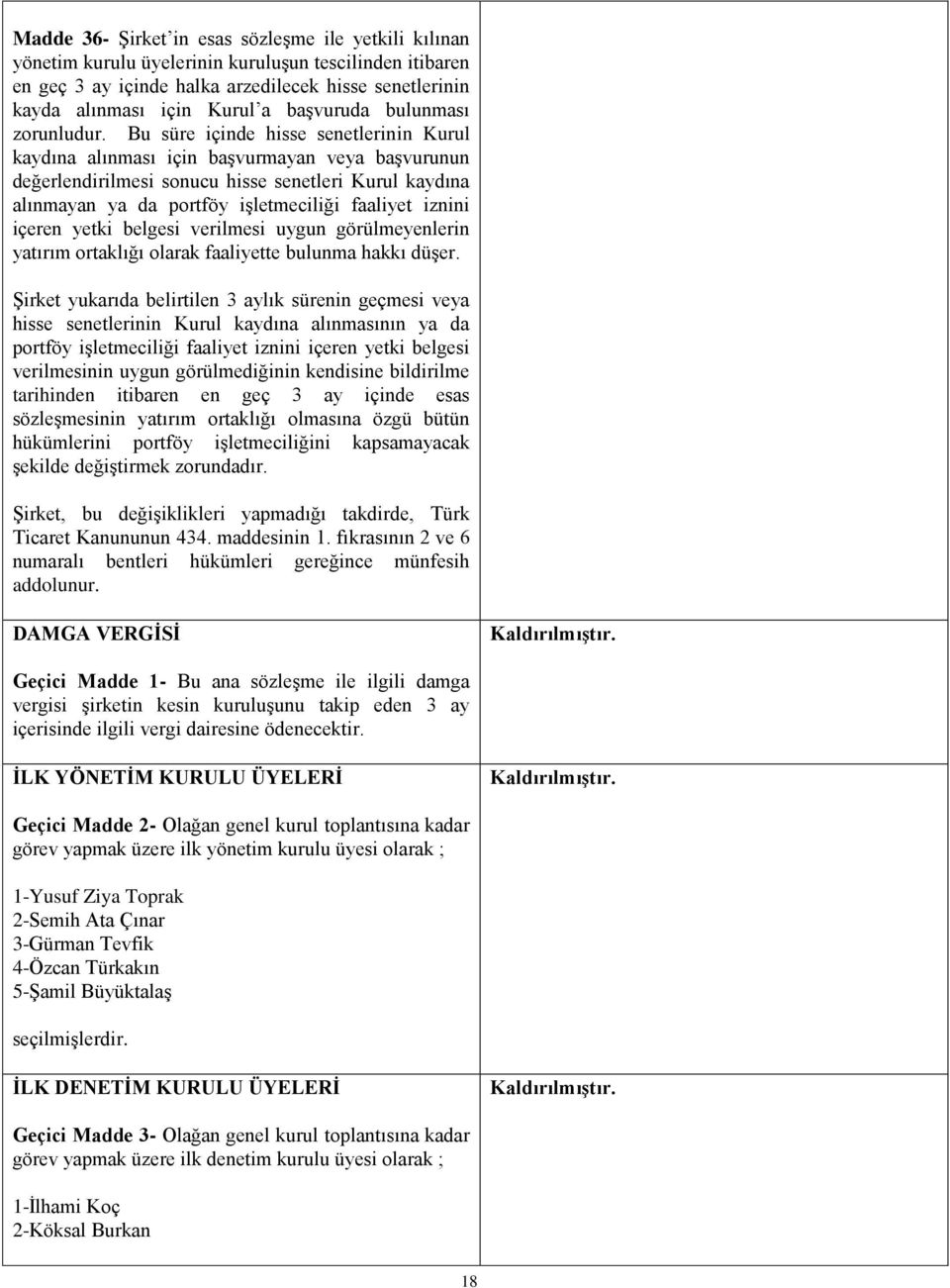 Bu süre içinde hisse senetlerinin Kurul kaydına alınması için başvurmayan veya başvurunun değerlendirilmesi sonucu hisse senetleri Kurul kaydına alınmayan ya da portföy işletmeciliği faaliyet iznini