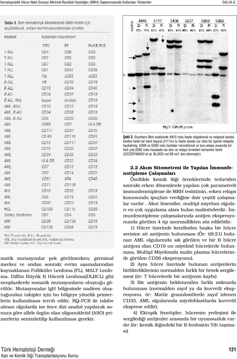 monoklonal ve tan,relaps aras nda bir fark yok,5282 nolu hasatada ise tan ve relaps örnekleri tamamen farkl (SZCZEPANSKI et al.