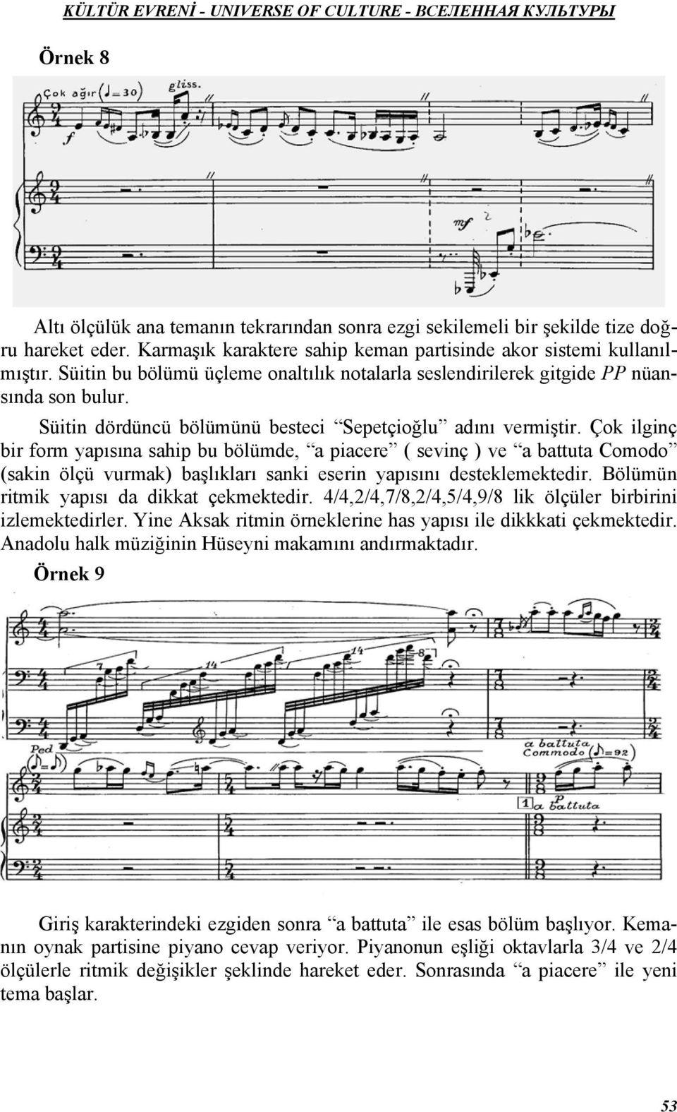 Çok ilginç bir form yapısına sahip bu bölümde, a piacere ( sevinç ) ve a battuta Comodo (sakin ölçü vurmak) başlıkları sanki eserin yapısını desteklemektedir.