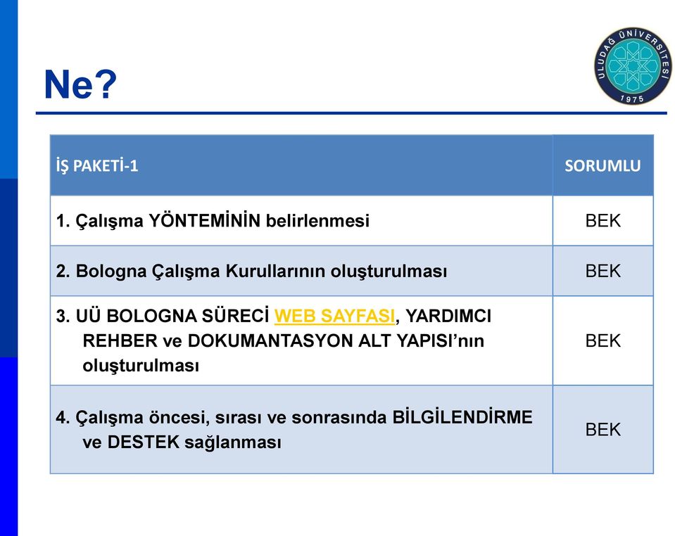 UÜ BOLOGNA SÜRECİ WEB SAYFASI, YARDIMCI REHBER ve DOKUMANTASYON ALT