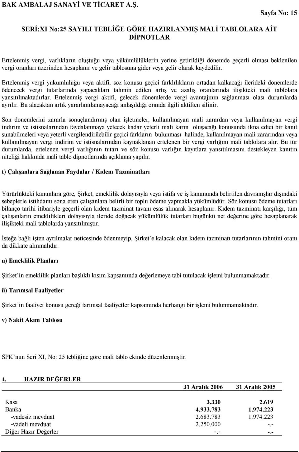 Ertelenmiş vergi yükümlülüğü veya aktifi, söz konusu geçici farklılıkların ortadan kalkacağı ilerideki dönemlerde ödenecek vergi tutarlarında yapacakları tahmin edilen artış ve azalış oranlarında