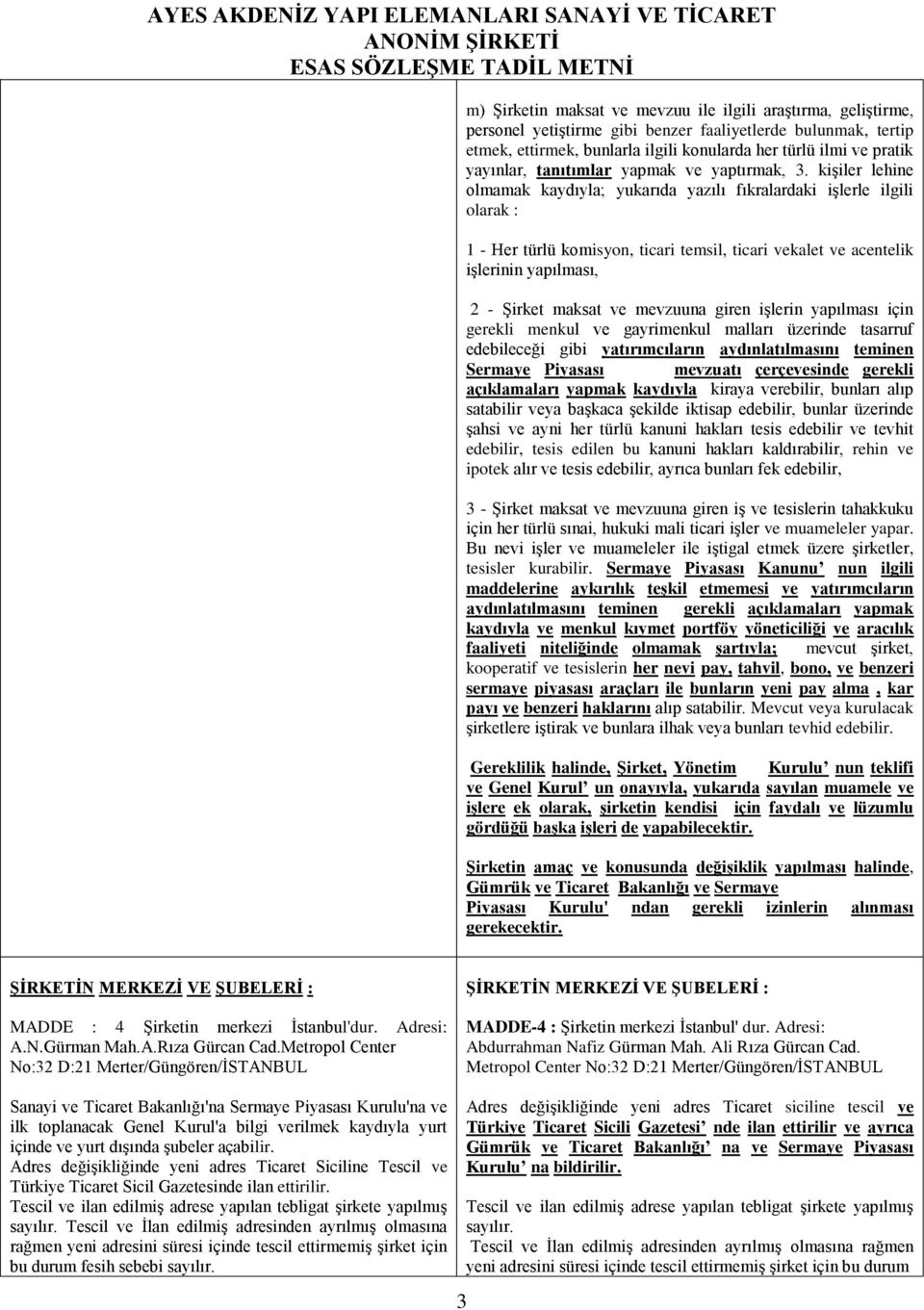 kişiler lehine olmamak kaydıyla; yukarıda yazılı fıkralardaki işlerle ilgili olarak : 1 - Her türlü komisyon, ticari temsil, ticari vekalet ve acentelik işlerinin yapılması, 2 - Şirket maksat ve