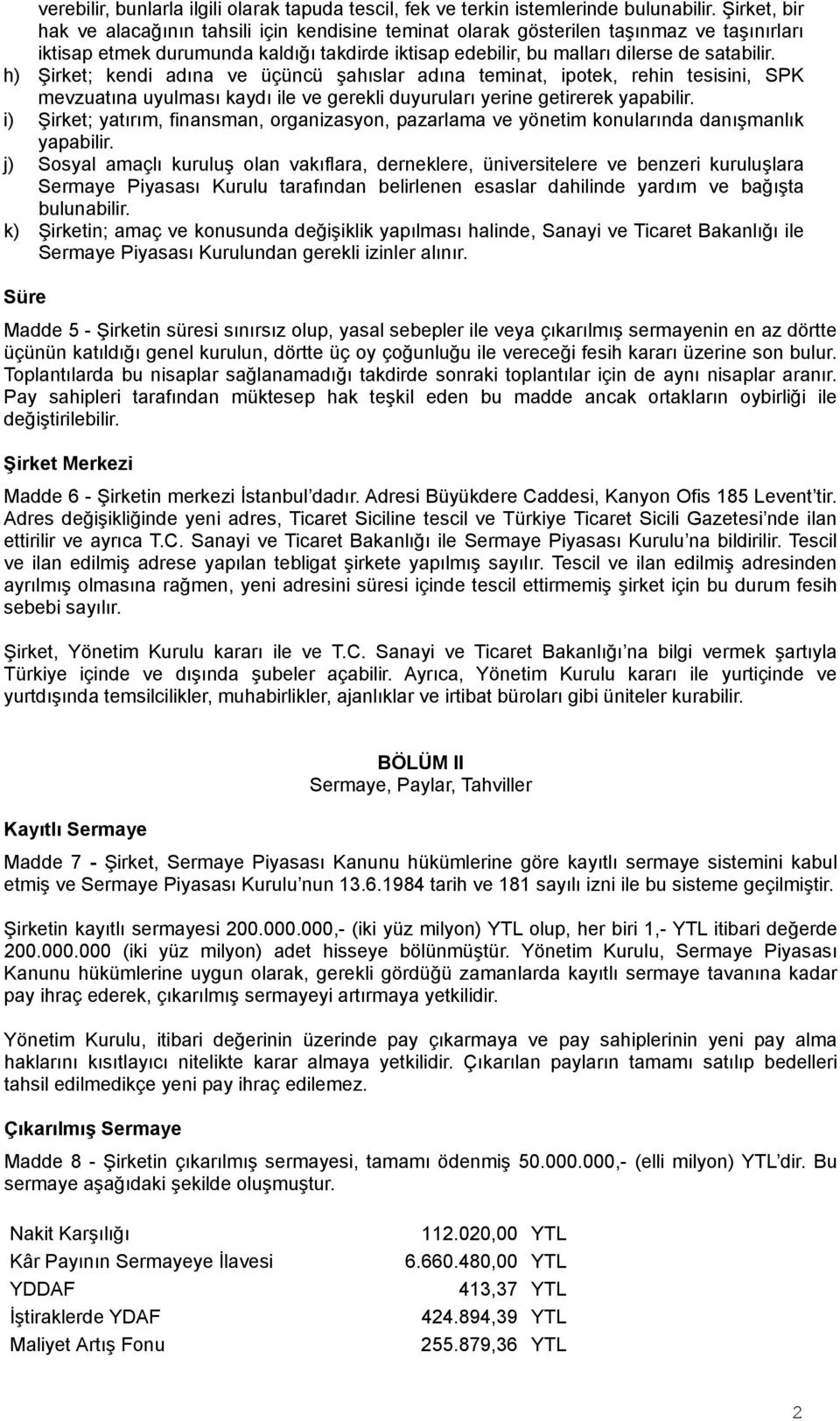 h) Şirket; kendi adına ve üçüncü şahıslar adına teminat, ipotek, rehin tesisini, SPK mevzuatına uyulması kaydı ile ve gerekli duyuruları yerine getirerek yapabilir.