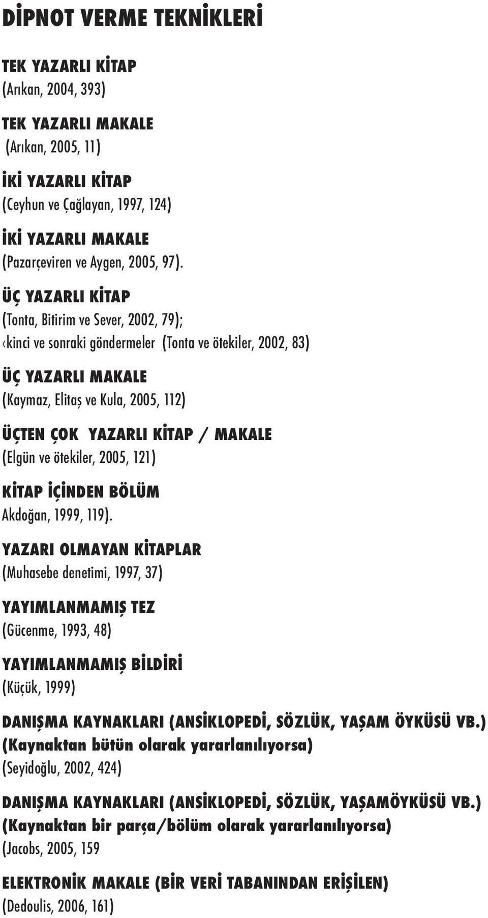 MAKALE (Elgün ve ötekiler, 2005, 121) KİTAP İÇİNDEN BÖLÜM Akdoğan, 1999, 119).