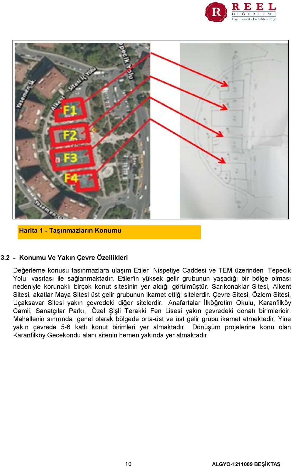 Sarıkonaklar Sitesi, Alkent Sitesi, akatlar Maya Sitesi üst gelir grubunun ikamet ettiği sitelerdir. Çevre Sitesi, Özlem Sitesi, Uçaksavar Sitesi yakın çevredeki diğer sitelerdir.