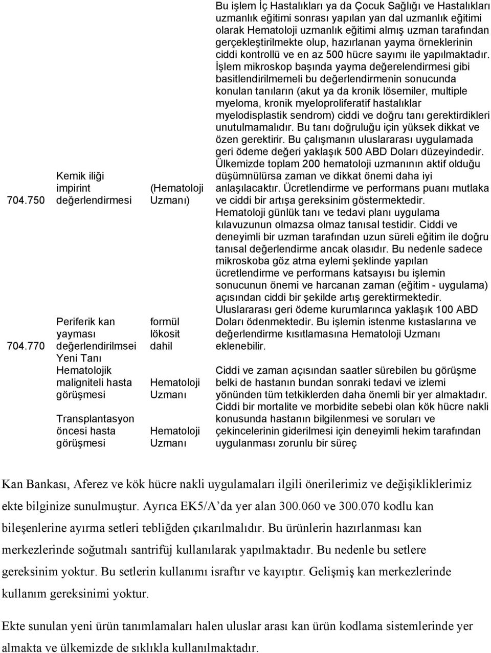 lökosit dahil Hematoloji Uzmanı Hematoloji Uzmanı Bu işlem İç Hastalıkları ya da Çocuk Sağlığı ve Hastalıkları uzmanlık eğitimi sonrası yapılan yan dal uzmanlık eğitimi olarak Hematoloji uzmanlık