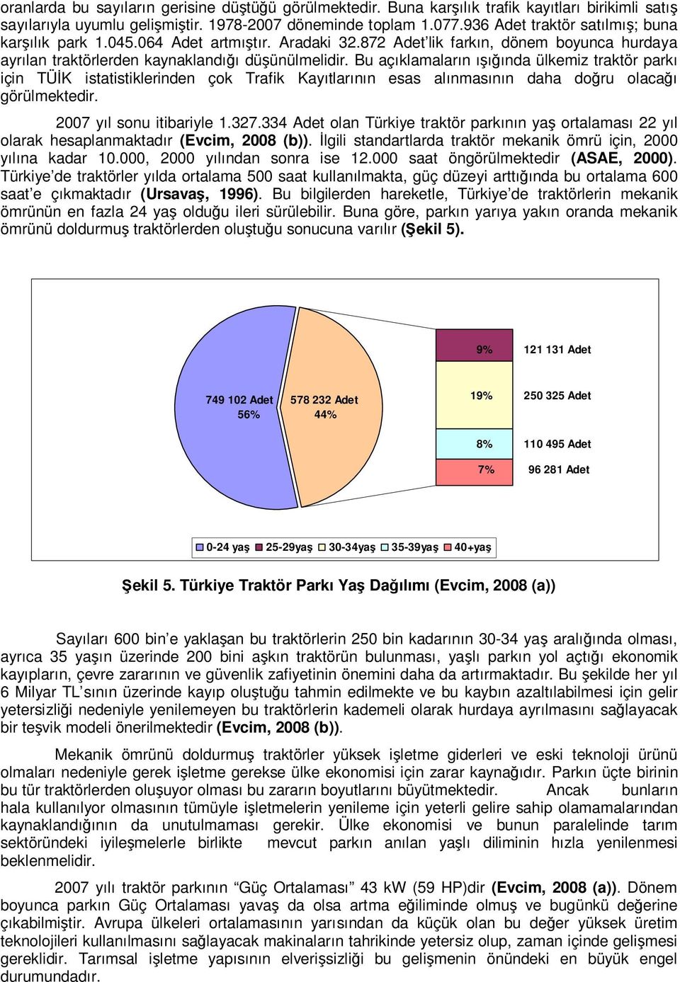 Bu açıklamaların ışığında ülkemiz traktör parkı için TÜİK istatistiklerinden çok Trafik Kayıtlarının esas alınmasının daha doğru olacağı görülmektedir. 2007 yıl sonu itibariyle 1.327.