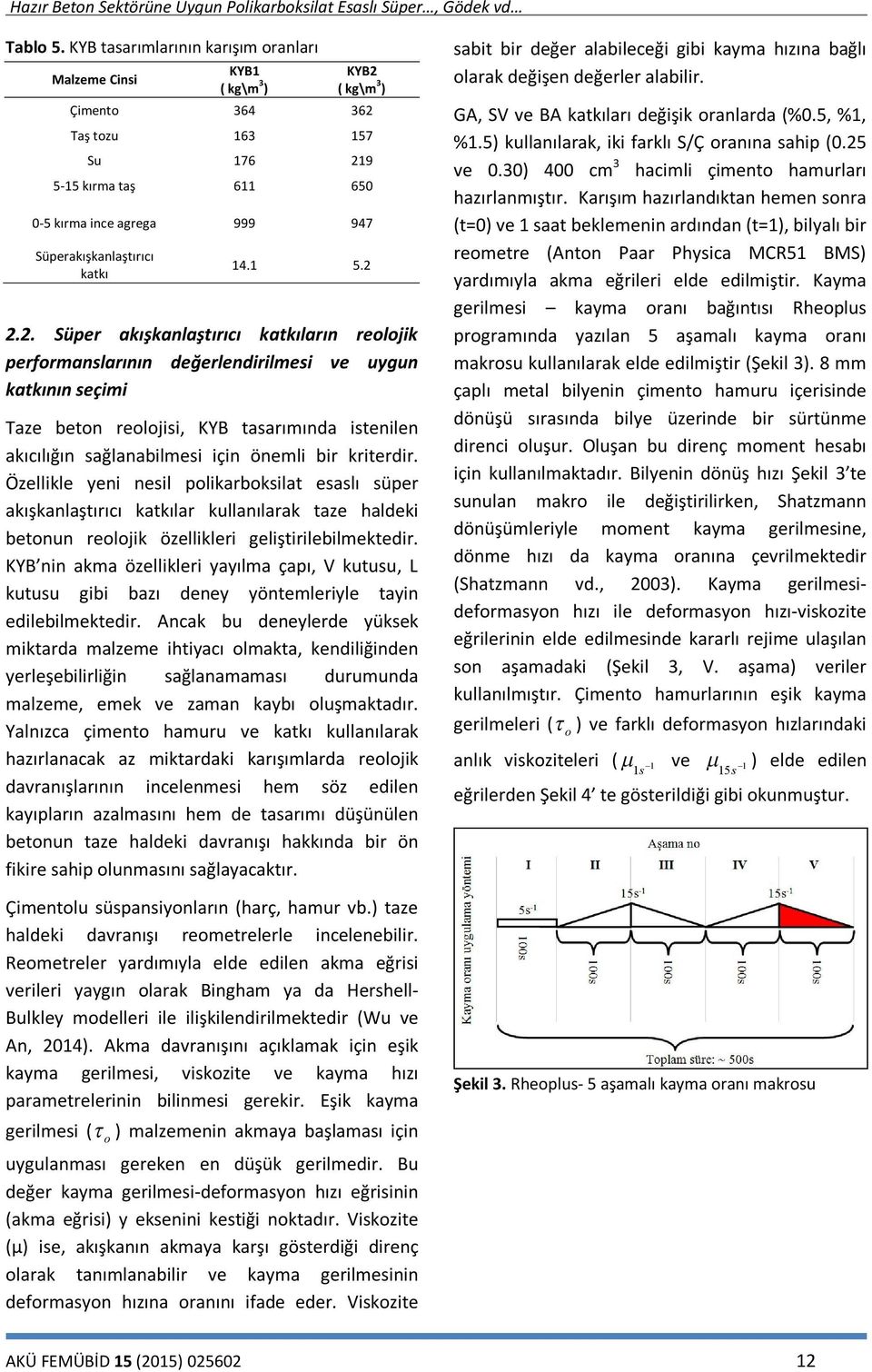 5.2 2.2. Süper akışkanlaştırıcı katkıların reljik perfrmanslarının değerlendirilmesi ve uygun katkının seçimi Taze betn reljisi, KYB tasarımında istenilen akıcılığın sağlanabilmesi için önemli bir