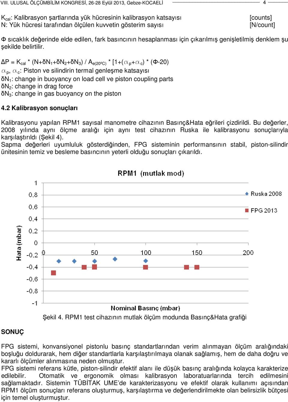 P = K cal * (N+δN 1 +δn 2 +δn 3 ) / A e(20ºc) * [1+(a p +a c ) * (Φ-20) a p, a c : Piston ve silindirin termal genleşme katsayısı δn 1 : change in buoyancy on load cell ve piston coupling parts δn 2