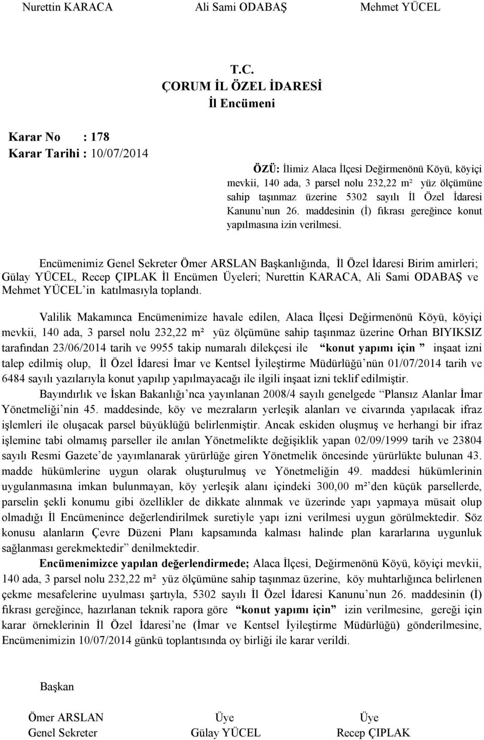 Encümenimiz Genel Sekreter Ömer ARSLAN lığında, İl Özel İdaresi Birim amirleri; Gülay YÜCEL, Recep ÇIPLAK İl Encümen Üyeleri; Nurettin KARACA, Ali Sami ODABAŞ ve Mehmet YÜCEL in katılmasıyla toplandı.