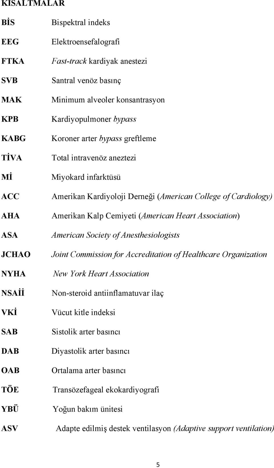 Amerikan Kalp Cemiyeti (American Heart Association) American Society of Anesthesiologists Joint Commission for Accreditation of Healthcare Organization New York Heart Association Non-steroid