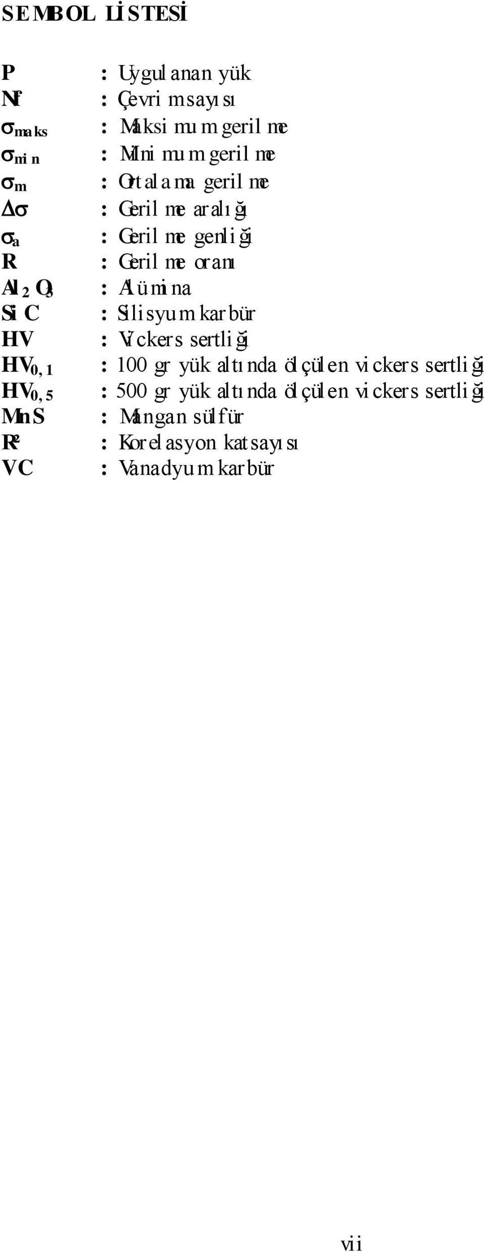 Geril me oranı : Al ümi na : Silisyum karbür : Vi ckers sertliği : 100 gr yük altında ölçülen vickers