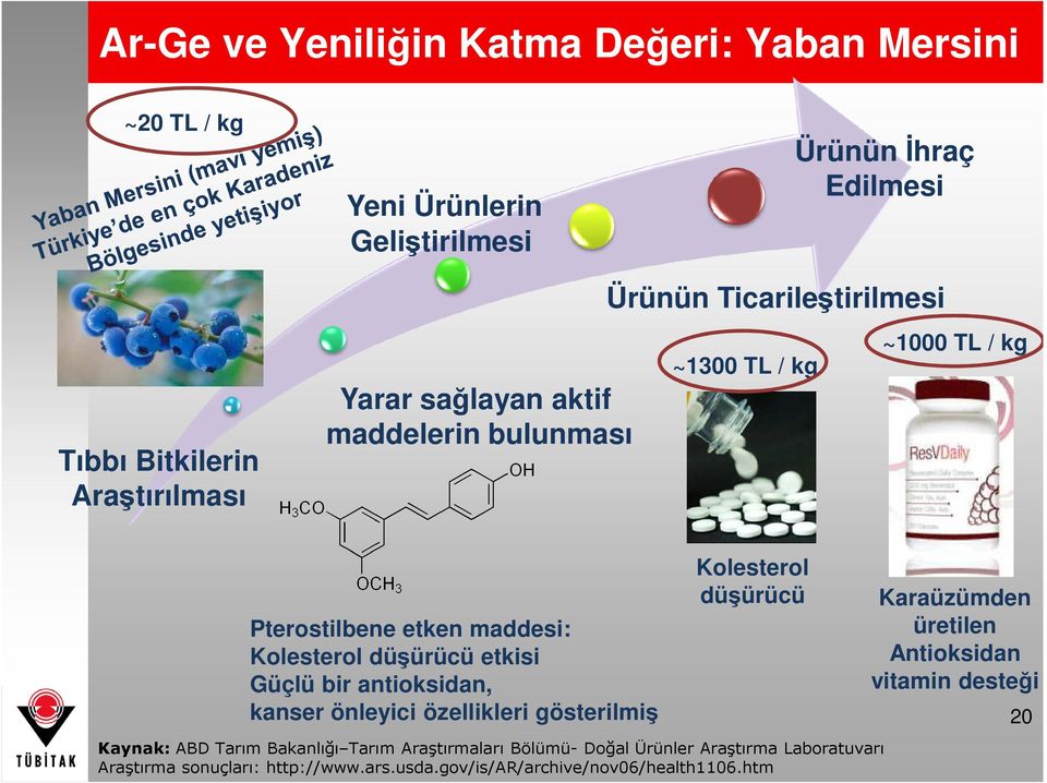 Güçlü bir antioksidan, kanser önleyici özellikleri gösterilmiş Kolesterol düşürücü Kaynak: ABD Tarım Bakanlığı Tarım Araştırmaları Bölümü- Doğal