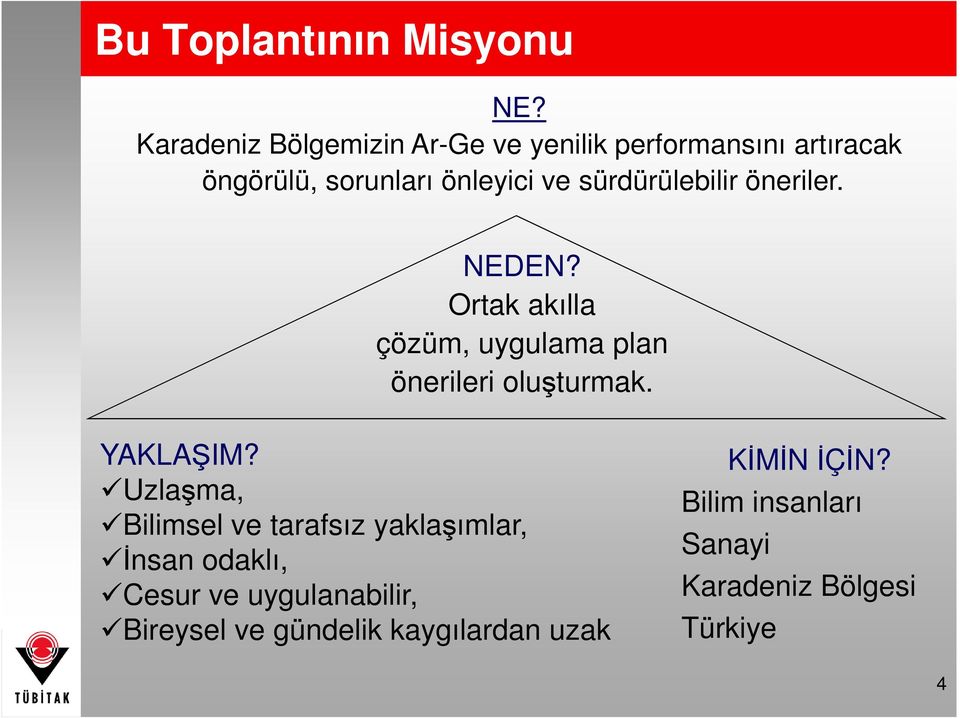 sürdürülebilir öneriler. NEDEN? Ortak akılla çözüm, uygulama plan önerileri oluşturmak. YAKLAŞIM?