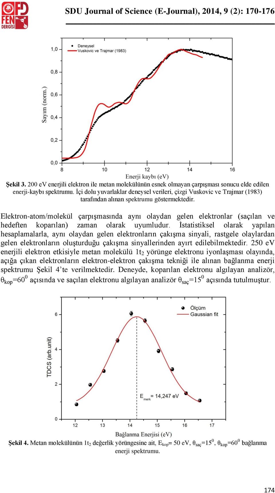 Elektron-atom/molekül çarpışmasında aynı olaydan gelen elektronlar (saçılan ve hedeften koparılan) zaman olarak uyumludur.