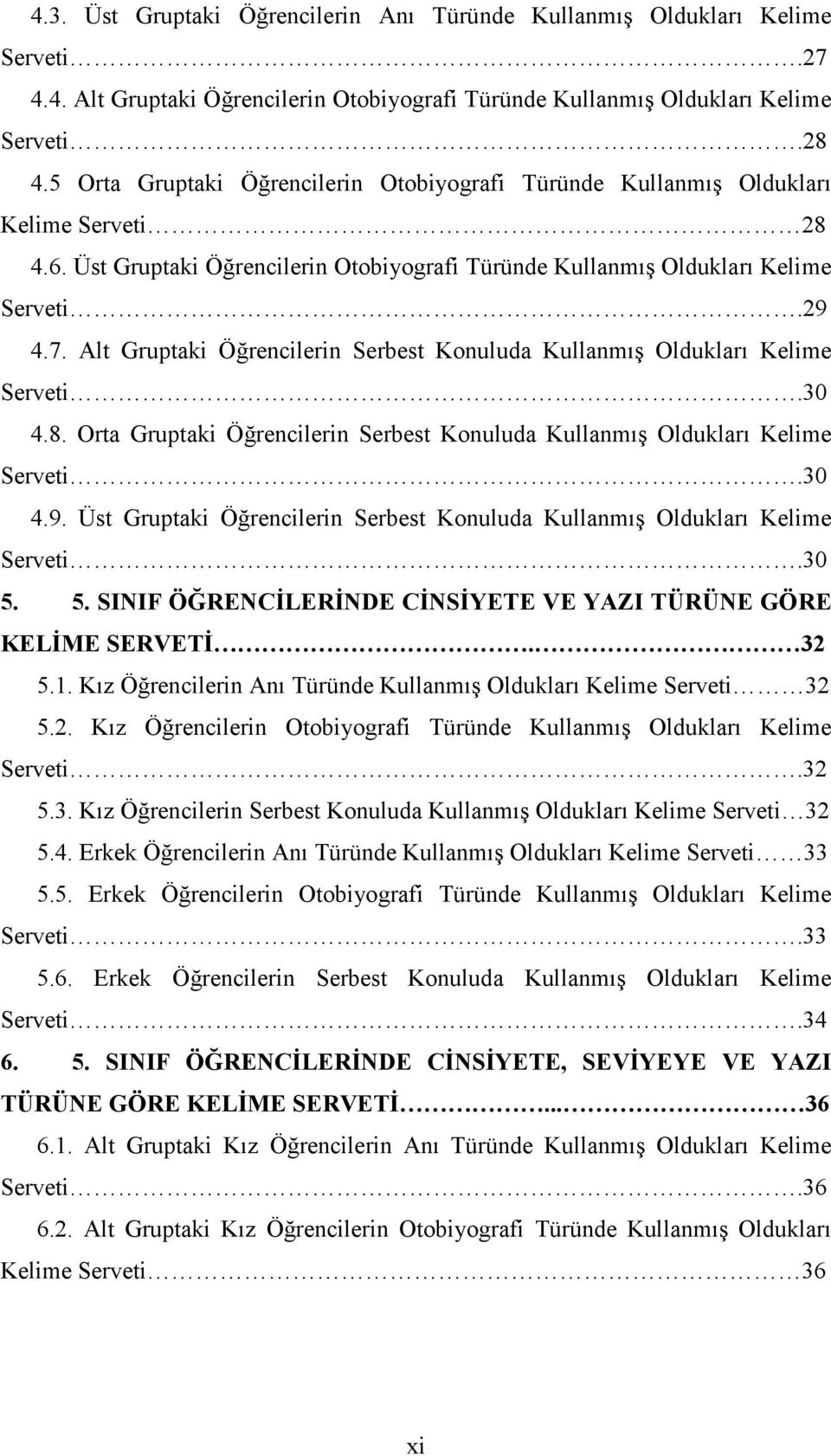 Alt Gruptaki Öğrencilerin Serbest Konuluda Kullanmış Oldukları Kelime Serveti.30 4.8. Orta Gruptaki Öğrencilerin Serbest Konuluda Kullanmış Oldukları Kelime Serveti.30 4.9.