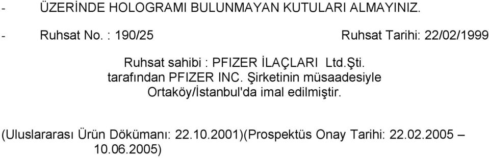 tarafından PFIZER INC.