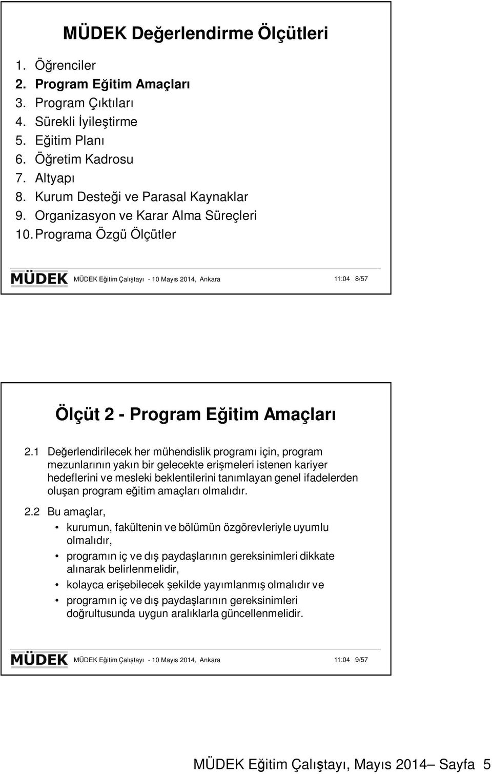 1 Değerlendirilecek her mühendislik prgramı için, prgram mezunlarının yakın bir gelecekte erişmeleri istenen kariyer hedeflerini ve mesleki beklentilerini tanımlayan genel ifadelerden luşan prgram