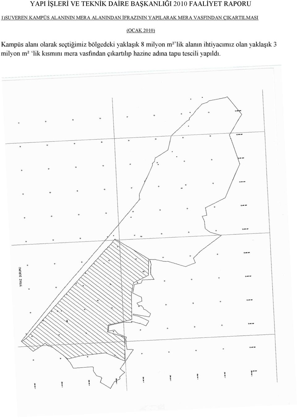 alanı olarak seçtiğimiz bölgedeki yaklaşık 8 milyon m² lik alanın ihtiyacımız olan