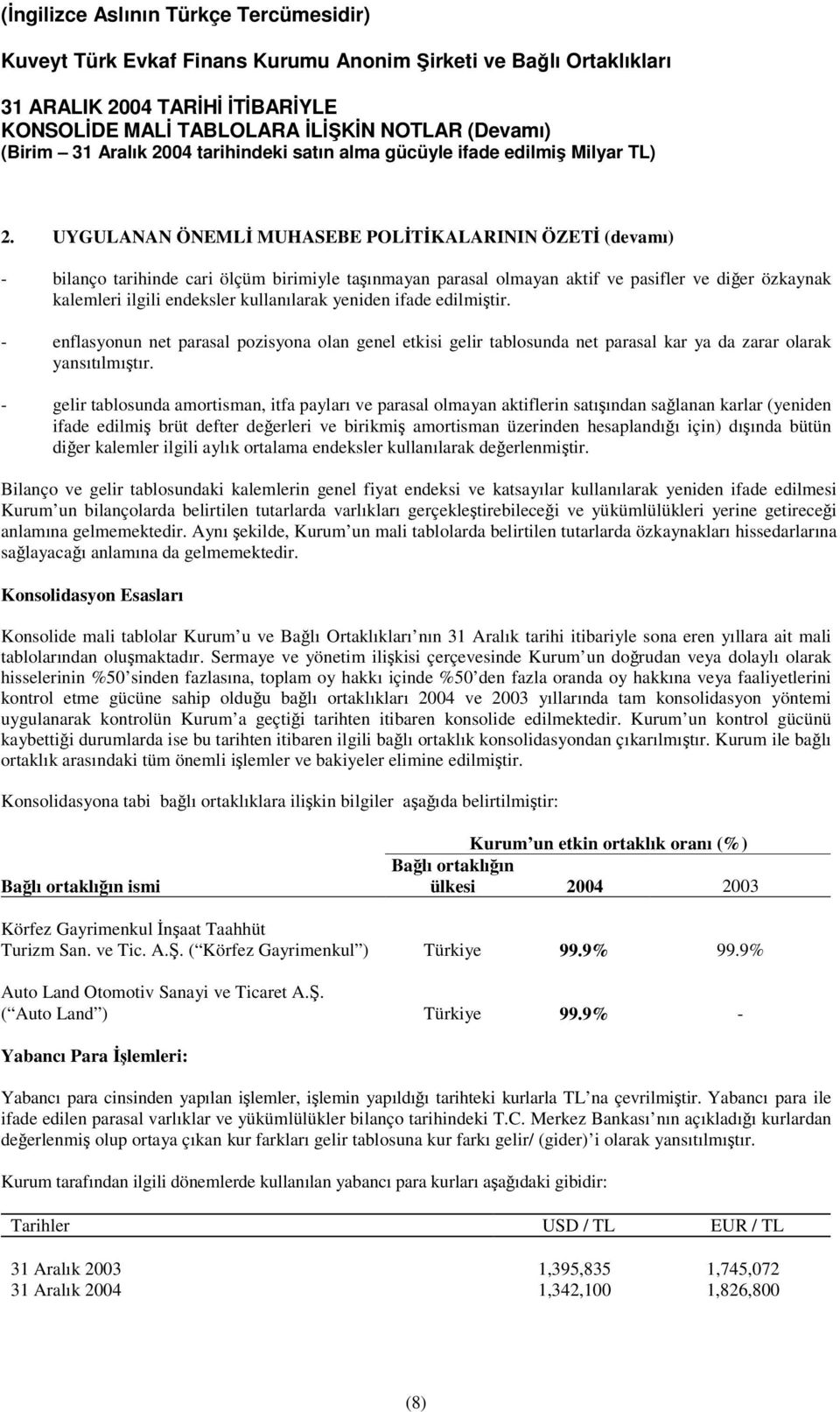 - gelir tablosunda amortisman, itfa payları ve parasal olmayan aktiflerin satıından salanan karlar (yeniden ifade edilmi brüt defter deerleri ve birikmi amortisman üzerinden hesaplandıı için) dıında