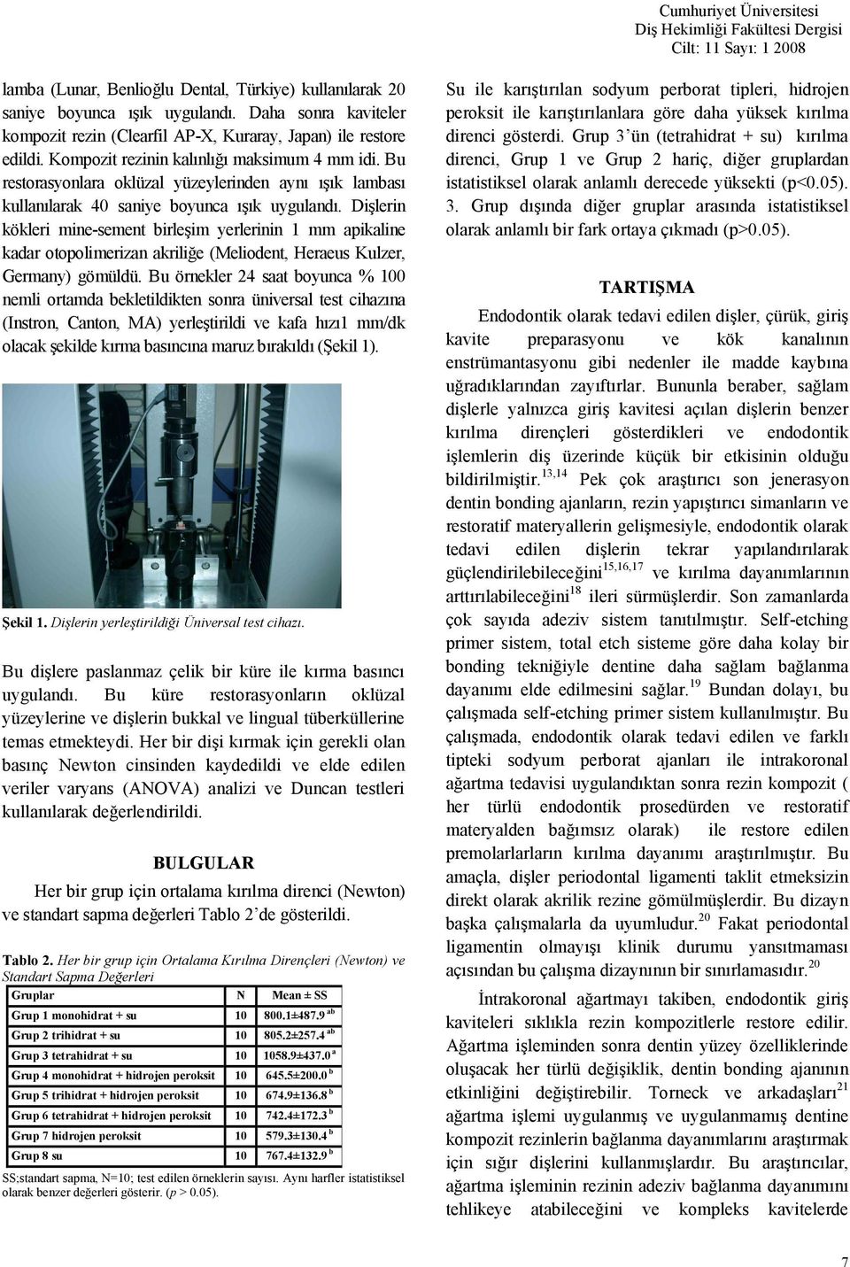 Dişlerin kökleri mine-sement birleşim yerlerinin 1 mm apikaline kadar otopolimerizan akriliğe (Meliodent, Heraeus Kulzer, Germany) gömüldü.