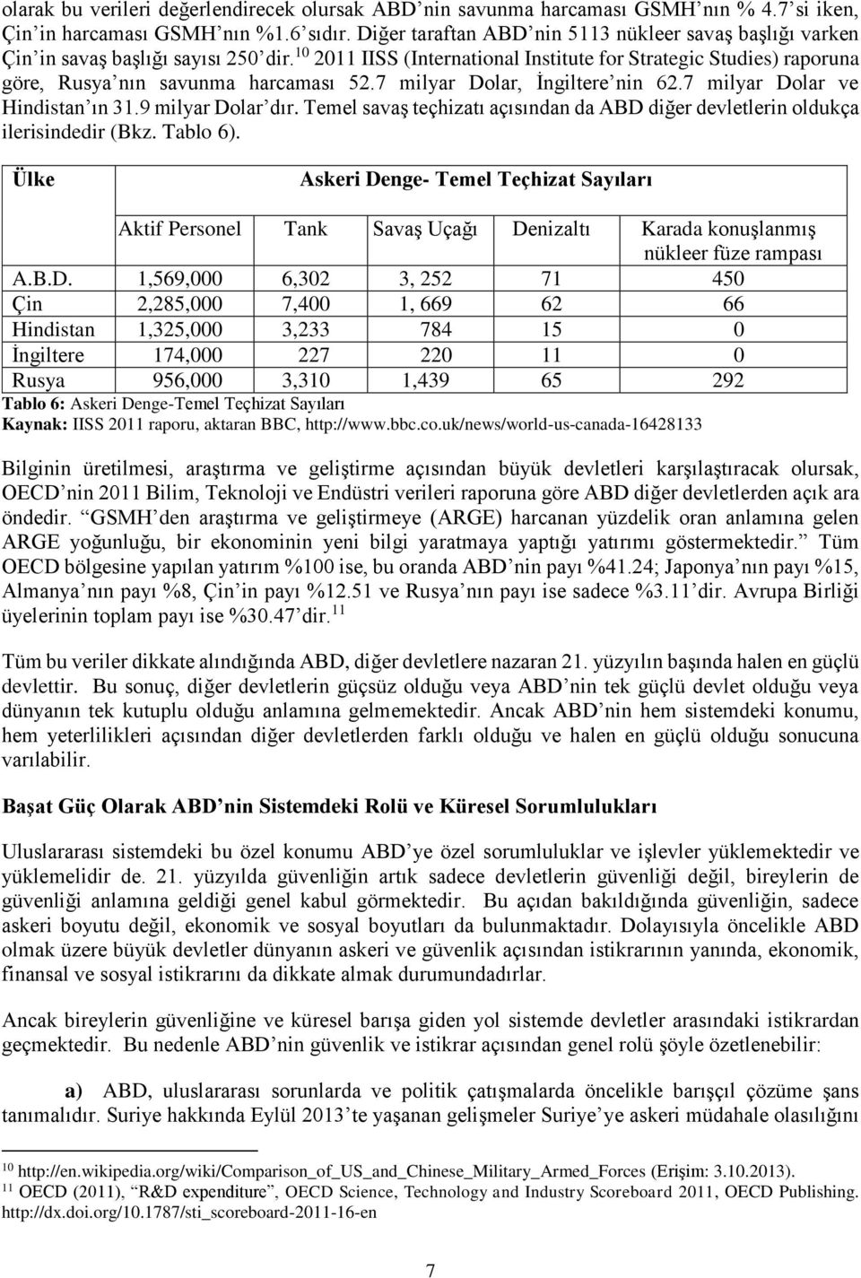 10 2011 IISS (International Institute for Strategic Studies) raporuna göre, Rusya nın savunma harcaması 52.7 milyar Dolar, İngiltere nin 62.7 milyar Dolar ve Hindistan ın 31.9 milyar Dolar dır.