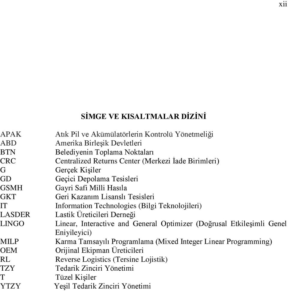 Information Technologies (Bilgi Teknolojileri) Lastik Üreticileri Derneği Linear, Interactive and General Optimizer (Doğrusal EtkileĢimli Genel Eniyileyici) Karma Tamsayılı