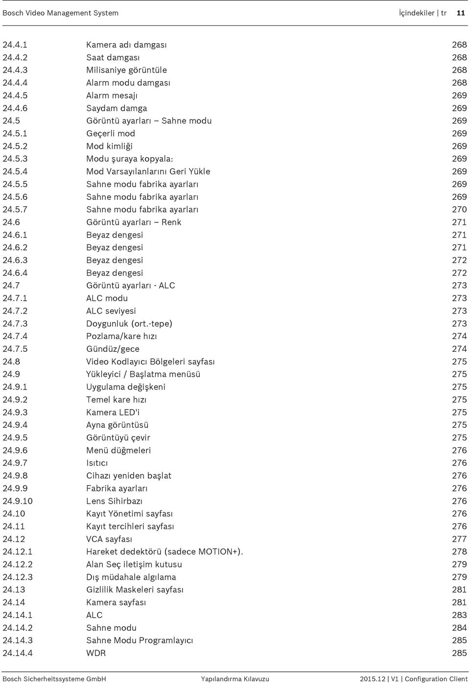 5.7 Sahne modu fabrika ayarları 270 24.6 Görüntü ayarları Renk 271 24.6.1 Beyaz dengesi 271 24.6.2 Beyaz dengesi 271 24.6.3 Beyaz dengesi 272 24.6.4 Beyaz dengesi 272 24.