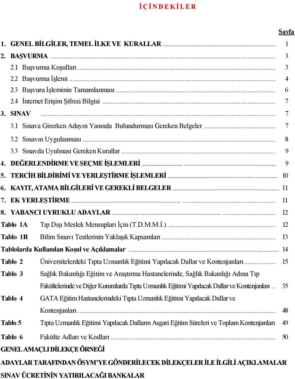 DEĞERLENDİRME VE SEÇME İŞLEMLERİ...... 9 5. TERCİH BİLDİRİMİ VE YERLEŞTİRME İŞLEMLERİ... 10 6. KAYIT, ATAMA BİLGİLERİ VE GEREKLİ BELGELER... 11 7. EK YERLEŞTİRME...... 11 8. YABANCI UYRUKLU ADAYLAR.