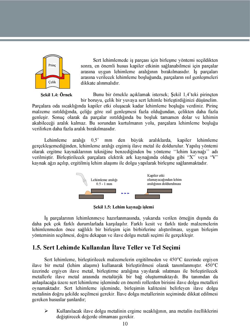 4: Örnek Bunu bir örnekle açıklamak istersek; Şekil 1,4 teki pirinçten bir boruyu, çelik bir yuvaya sert lehimle birleştirdiğinizi düşünelim.