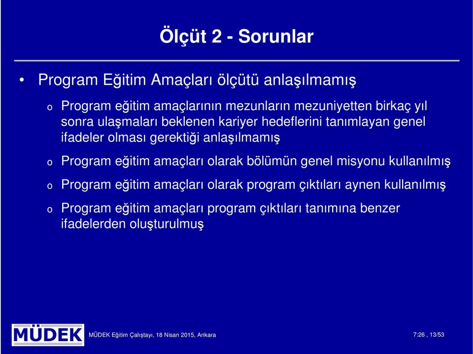 eğitim amaçları olarak bölümün genel misyonu kullanılmış Program eğitim amaçları olarak program çıktıları aynen kullanılmış