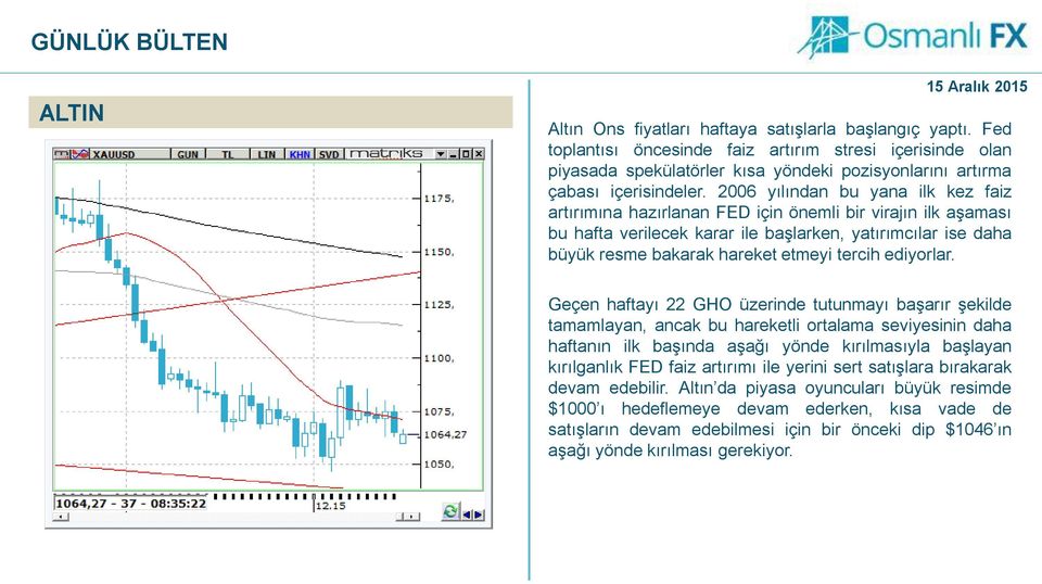 2006 yılından bu yana ilk kez faiz artırımına hazırlanan FED için önemli bir virajın ilk aşaması bu hafta verilecek karar ile başlarken, yatırımcılar ise daha büyük resme bakarak hareket etmeyi