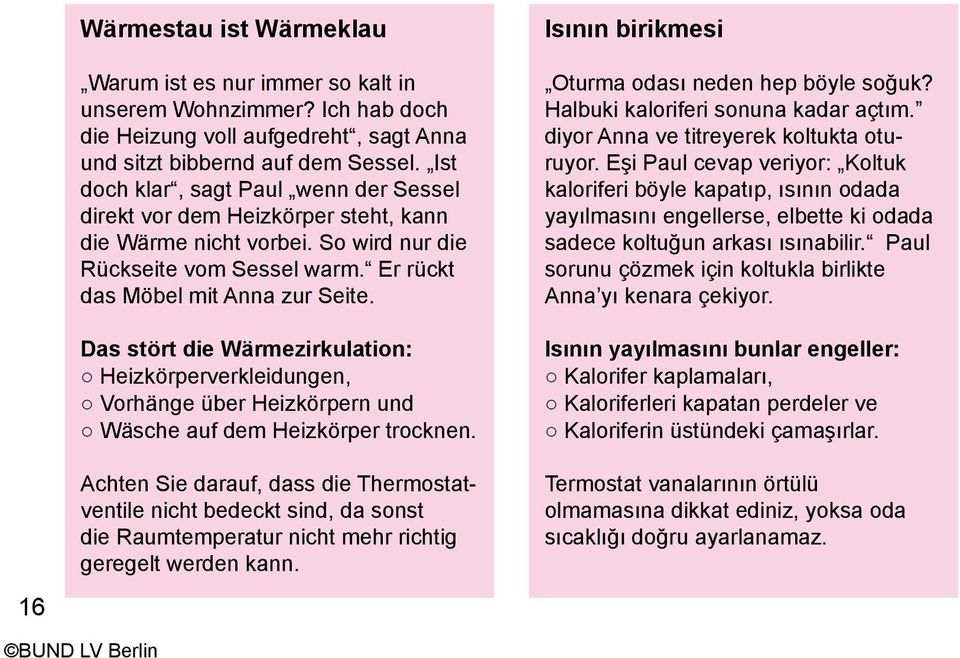 Das stört die Wärmezirkulation: Heizkörperverkleidungen, Vorhänge über Heizkörpern und Wäsche auf dem Heizkörper trocknen.